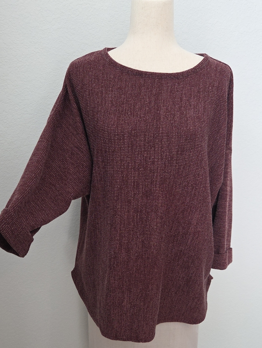 Max Studio London Marled Burgundy Red Berry Scoop-Neck Pullover 1x Fall  Cozy XL